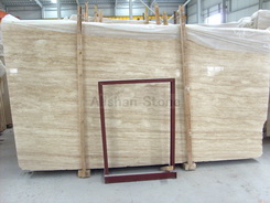 beige travertine stone slabs